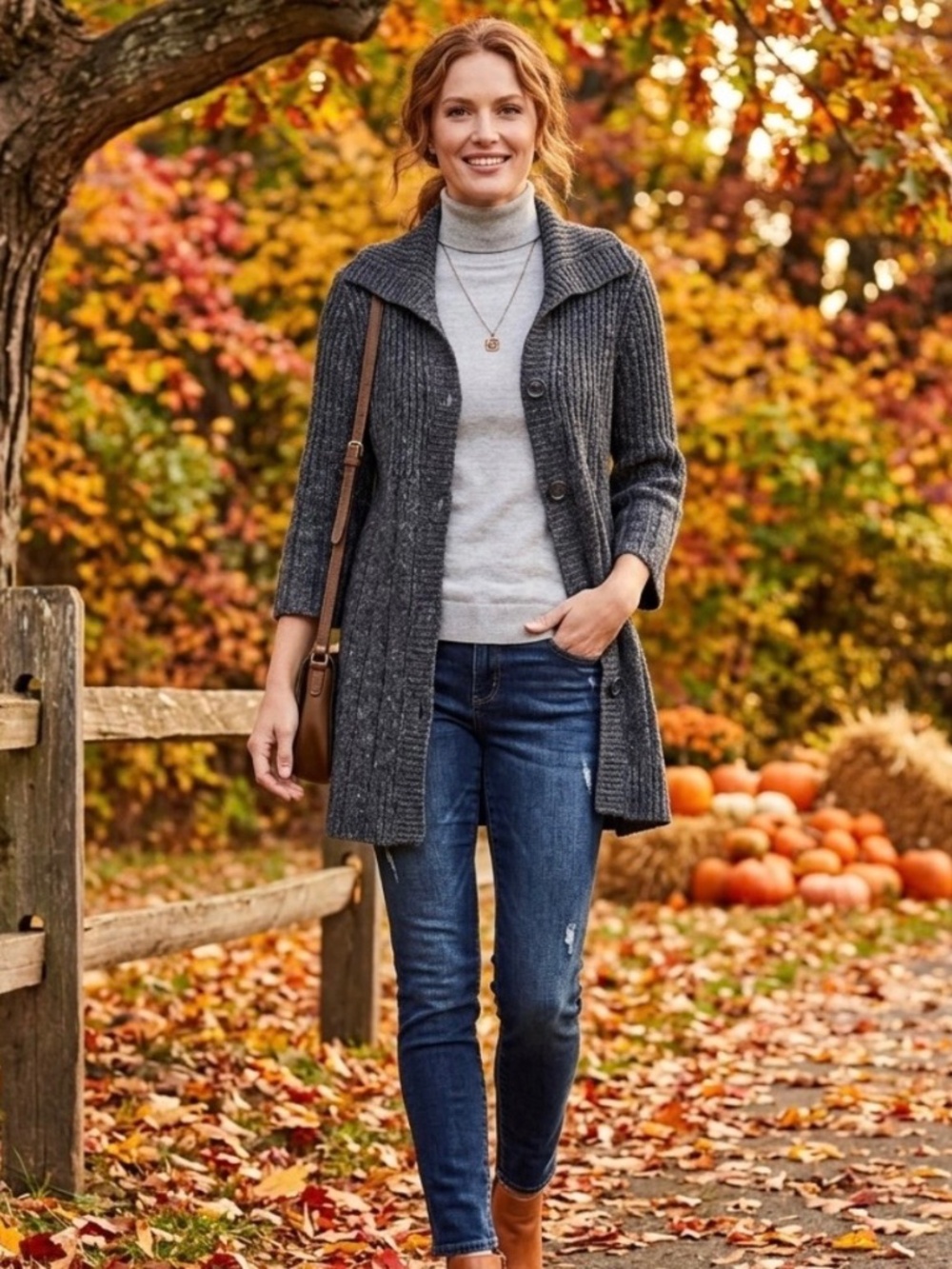 Croft & Barrow Gray Marled Knit Long Cardigan S Granola Girl Cozy Grandmacore